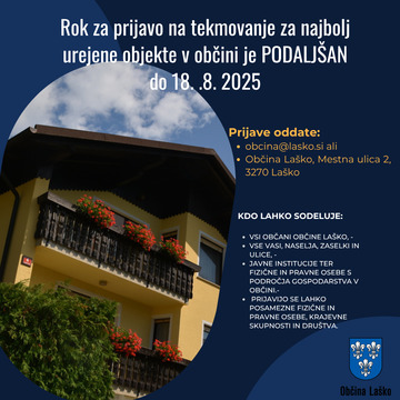PODALJŠAN ROK ZA PRIJAVO